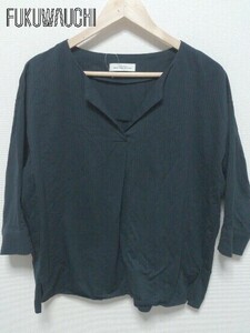 ◇ green label relaxing UNITED ARROWS ストライプ 長袖 ブラウス カットソー ネイビー レディース