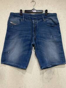 ※DIESEL ディーゼル WAYKEESHORT-NE ストレッチ ジョグジョガーショートハーフデニムパンツインディゴチュニジア製大きいサイズ 40 BJBD.H