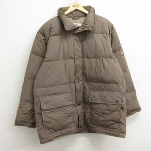 XL/古着 長袖 ダウン ジャケット メンズ 90s ロング丈 茶 ブラウン 24nov14 中古 アウター