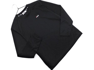 ネコポスOK 新品 FILA フィラ ワンポイント ロゴ 刺繍 トレーニングウェア Tシャツ sizeM/黒 ◇■ ☆ ejc4 メンズ