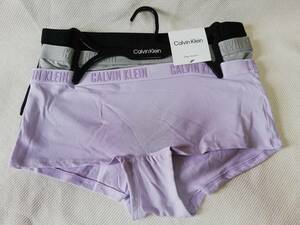 新品! カルバンクライン レディース ボクサーパンツ3枚セット Mサイズ パープル/グレー/ブラック Calvin Klein アンダーウェア 下着