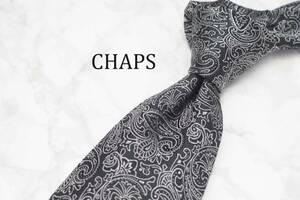 【美品】CHAPS チャップス A-358 ペイズリー 黒 シルバー ブラック ブランド ネクタイ 良品 古着 卸 USED オールド SILK ラルフ