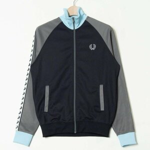 FRED PERRY フレッドペリー サイズS ジップアップ ラグラン ジャケット ジャージ 切替 ネイビー系 メンズ ハイネック カジュアル