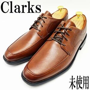SU94【未使用】Clarks クラークス Uチップ UK6.5G ブラウン メンズシューズ ビジネスシューズ