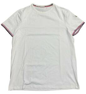 国内品 MONCLER モンクレール ロゴワッペン/トリコライン ストレッチ Tシャツ 白 XL