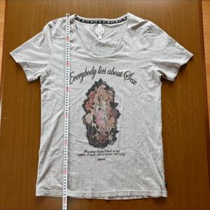 グラム 深め Uネック マリアカットソー サイズ2 glamb Tシャツ グランジ grunge ロック ROCK MARIA 花柄 フラワー Flower 灰色 グレー GLAY