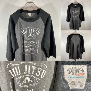 SHAKA ACTIVE JIU JITSU ブラジリアン柔術 ラグラン 7分袖 ブラック系 アメリカ輸入/ビンテージ/ロンT/LONG SLEEVE/L-S/古着/古着卸