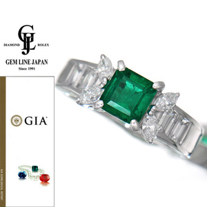 GIA鑑/GRJソーティング付 コロンビア産 F1 上質エメラルド 1.02ct 上質ダイヤモンド 1.00ct プラチナ リング