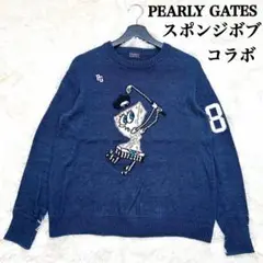 美品✨ PEARLY GATES スポンジボブ コラボ ニット ロゴ ワッペン