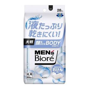 （まとめ買い）花王 メンズビオレ 顔もふけるボディシート 28枚入 石けんの香り 416292 〔5個セット〕