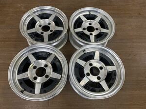 旧車当時物 14インチ6J +10 PCD 114.3/4H 中古4本　2ピース 5本スポーク