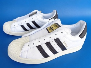 14282■美品 19年製 adidas originals Superstar Laceless アディダス スーパースター レースレス 白 黒 26.5 FV3017