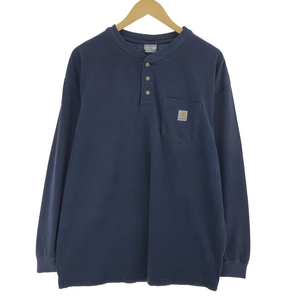 古着 カーハート Carhartt ヘンリーネック 無地ポケットロングTシャツ ロンT メンズXL /eaa465404