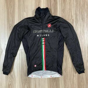 送料230★正規 カステリ 海外 S メンズ 冬用 WIND STOPPER GORE 裏起毛 サイクルジャケット CASTELLI 3ポケット おしゃれ 良質品 D947 黒