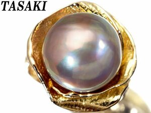 1円～【ジュエリー極】TASAKI 超希少な丸珠マベパール！極上大粒マベパール13.9mm 超高級K18YGリング a1168rm【送料無料】