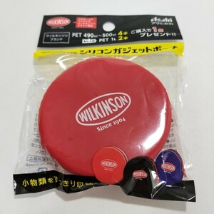 Asahi アサヒ飲料 WILKINSON ウィルキンソン シリコンガジェットポーチ レッド 8cm 未開封品 [小物入れ コインケース ミニポーチ]