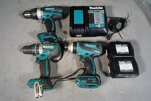 ◎ makita マキタ 18V 充電式ドライバドリル 震動ドリル 4モード 3点セット 充電器 バッテリー2個付 TP141D HP484D DF458D ※ジャンク品