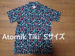 Atomik Tiki　半袖シャツ　Sサイズ　レーヨン100%　黒　送230円可能