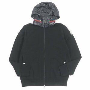 未使用品 MONCLER モンクレール 23SS FELPA CON ZIP コットン フード入り ロゴワッペン ブルゾン ジップジャケット ブラック S 正規品