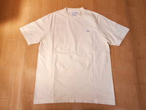 ☆LACOSTE/ラコステ.CLASSIC FIT　白ワニ.半袖Tシャツ若干厚手 サイズ5 中古良品！シンプル無地生成りオフベージュアイボリー系クラシック