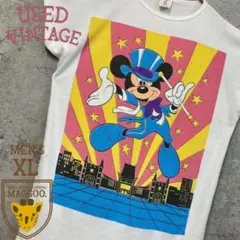 USA製☆古着【ディズニー ミッキー レトロ Tシャツ】メンズL-XL