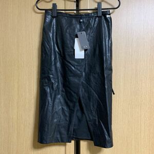 ◆新品 未使用品◆ARMANI EXCHANGE レザースカート◆タグ付き レディース 黒 ブラック BLK 6GYN43 YNQRZ アルマーニエクスチェンジ 美品