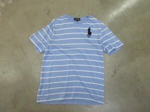 ゆうパケットOK 美品 POLO RALPH LAUREN ポロ ラルフローレン ボーダー 半袖 Tシャツ sizeXL/水色 ■◆