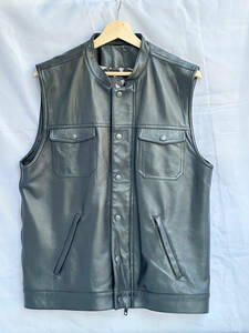 [限定品・未着用]BLACK PARADE（ブラックパレード）Stand Collar Ram Leather Vest 革ベスト XLサイズ　ラムレザー