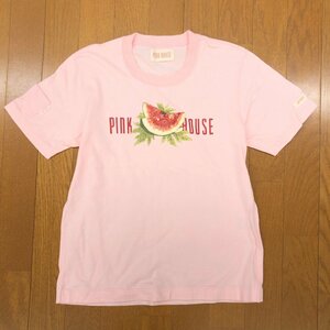 PINK HOUSE ピンクハウス スイカ ロゴプリント ショートスリーブ Tシャツ M ピンク 半袖 トップス ミニポケット付き 日本製 国内正規品