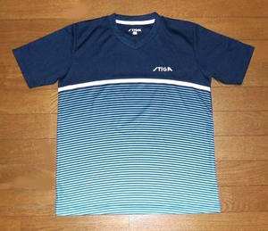 STIGA スティガ Tシャツ 半袖 ドライ Vネック ゲームシャツ プラシャツ 刺繍ロゴ JTTA公認 NVY-BLU XS 使用僅 ほぼ未使用 美品