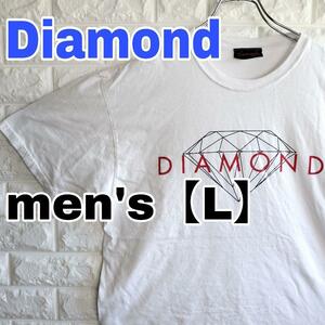 C272【DIAMOND】半袖プリントTシャツ【メンズL】白