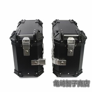 サイドボックス 各38L ルミ製 パニアケース バイク用 サイドケース 左右セット鍵/サイドキャリア付き 革の裏地 防水 簡単脱着 ブラック