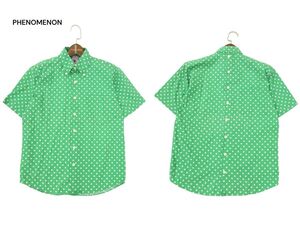 PHENOMENON フェノメノン 春夏 ドット 総柄★ 半袖 ボタンダウン シャツ Sz.M　メンズ　A4T08520_7#A