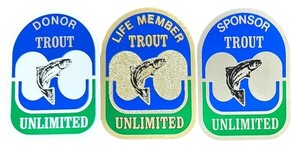 訳有 トラウト アンリミテッド ステッカー 3種 セット Trout Unlimited STICKER フライフィッシング 海外 魚 釣 毛針 シール デコ アメリカ