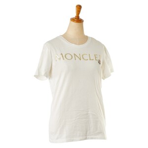 中古 美品 モンクレール Tシャツ 半袖 ロゴミニワッペン XS コットン ホワイト 白 ゴールド レディース MONCLER 【送料無料】【名谷店】