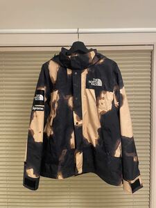 稀少品 SUPREME × THE NORTH FACE 21AW Bleached Denim Print ブリーチドデニムプリント マウンテンパーカー M 黒 ブラック シュプリーム