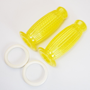 Pair of grips -BUBBLE Superflex 24mm yellow SuperFrexタイプ グリップ 透明黄 VESPA ベスパ 50s 100s ET3 Sprint Super GTR Rally 90ss