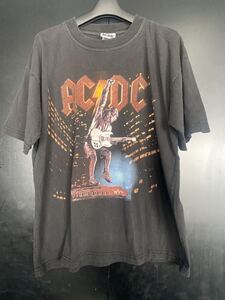 激レア 当時物 AC/DC Stiff Upper Lip Tour Tシャツ ヴィンテージ ブラック コピーライト ACMEタグ バンドTシャツ　ロックTシャツ