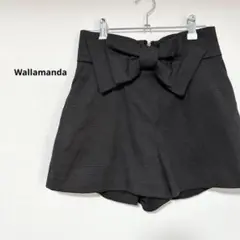 Wallamanda 短パン　黒　ショートパンツ　リボン　無地　M　シンプル