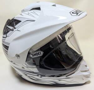 SHOEI ヘルメット　HORNET-DS CLUSTER　ホワイトシルバー　M57cm　PINLOCK fog-free sheet付き Goproマウント付き シールド付きオフロード 