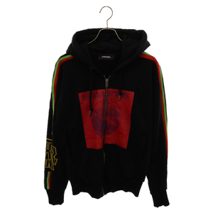 DIESEL ディーゼル Haute Kultur Zip Hoodie プリント ジップアップ フーディ パーカー ブラック