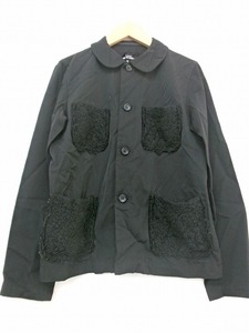 tricot COMME des GARCONS トリココムデギャルソン 長袖ポケット切替シャツ ブラック 毛100% M TC-B018 AD2001