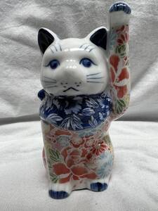 ■招き猫■陶器■左挙げ■友禅■着物■花尽■ねこ■縁起物■置物■ネコ■検索■九谷■瀬戸■伊万里■レトロアンティーク■縁起物