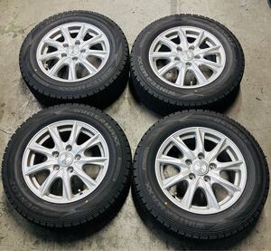 ★バリ溝 美品★2024年製 195/65R15 アルミホイール スタッドレス 4本 ダンロップ WINTER MAXX WM02 セレナ ルミオン ノア ヴォクシーなど