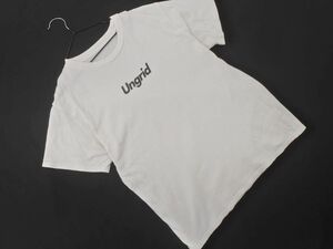 ネコポスOK Ungrid アングリッド ロゴ プリント Tシャツ sizeF/白 ■◆ ☆ eea2 レディース