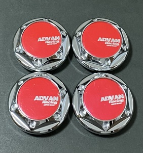 ADVAN ホイールキャップ 68mm アドバン レーシング センターキャップ ハブキャップ ktkt レッド silver 68mm 4個セット