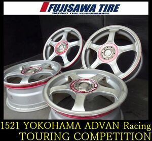 【1521】T8810014◆YOKOHAMA ADVAN Racing Conpetition◆15x6.5J 4穴 PCD100 +42◆4本◆