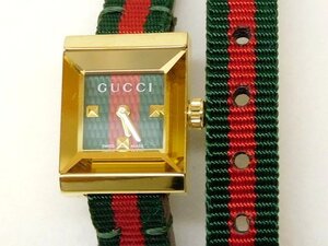 美品 グッチ 128.5 ■ クォーツ 腕時計 レディース シェリー ゴールドカラー スクエア ウォッチ GUCCI □6L