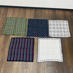 ★未使用品★ BURBERRY バーバリー ハンカチ メンズハンカチ 正方形 50cm×50cm 5枚セットIH