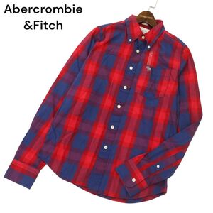 【新品 未使用】 Abercrombie&Fitch アバクロンビー＆フィッチ 通年 トナカイ刺繍 長袖 チェック シャツ Sz.M　メンズ　C4T05649_6#C